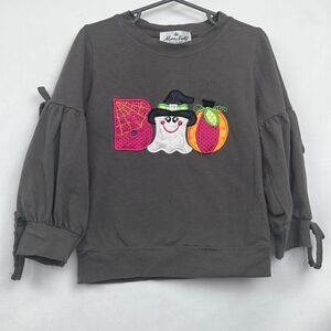 Marie Nicole Gray Halloween Boo long sleeve top EUC size girls large
